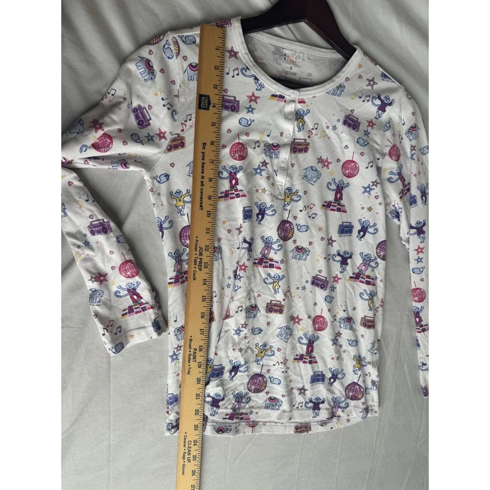 Roller Rabbit Boogie Monkeyland PJ Pima Cotton Pajama Set White Purple Small